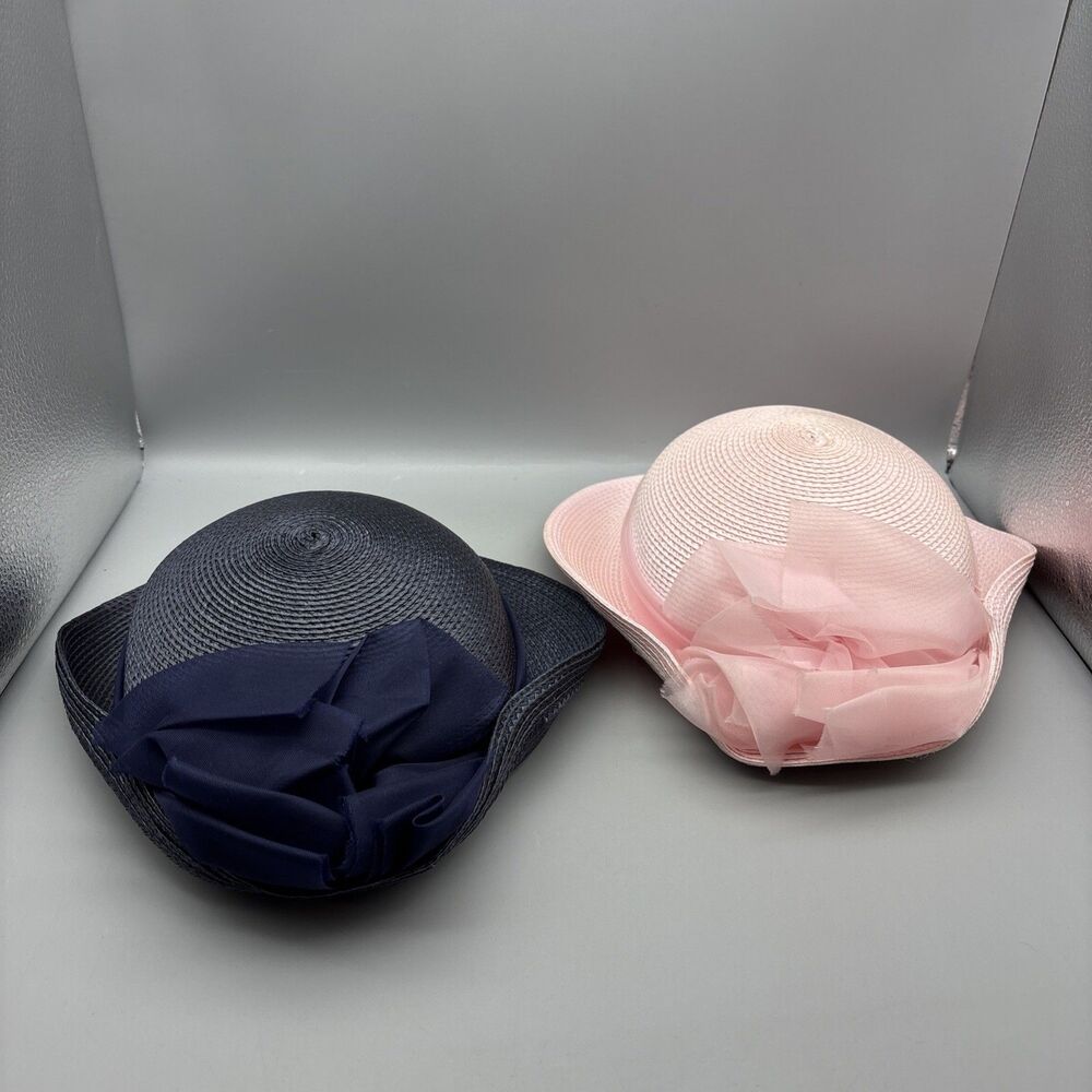 Vintage Designed By Sylvia New York St Louis Lot Of 2 Hats Pink Blue